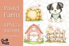 Pastel Farm Nursery PNG Clipart, Baby Animals And Elements Product Image 1