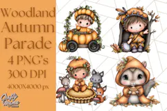Woodland Autumn Parade Clipart PNG Fall Animals Product Image 1