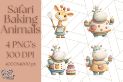 Cozy Safari Baking Animals PNG, Cute Jungle Kitchen Art Product Image 1