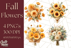 Fall Flower Bouquets Clipart PNG, Autumn Floral Clip Art Product Image 1