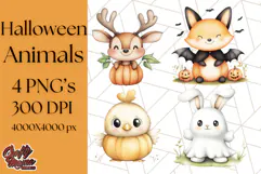 Halloween Animal Costumes PNG, Cute Spooky Animals Clipart Product Image 1