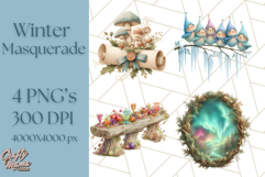 Winter Animal Masquerade Clipart PNG Woodland Animals Product Image 1