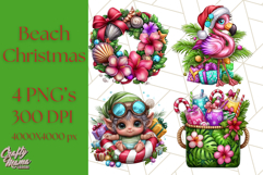 Summer Christmas Clipart PNG, Tropical Holiday Art Clip Art Product Image 1