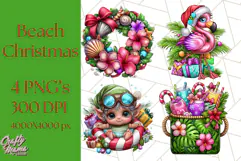 Summer Christmas Clipart PNG, Tropical Holiday Art Clip Art Product Image 1
