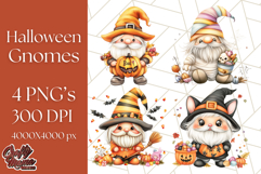Spooky Cute Halloween Gnome PNG Clipart, Witch Ghost Bat Product Image 1