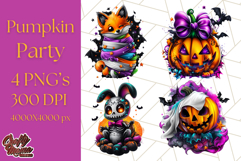 Pumpkin Party Halloween Clipart PNG, Cute Spooky Elements Product Image 1