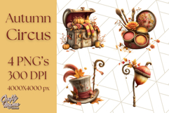Autumn Circus Clipart Carnival Tent Fall PNG, Vintage Circus Product Image 1