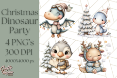 Christmas Dinosaur Party Png, Dino Clipart PNG Product Image 1