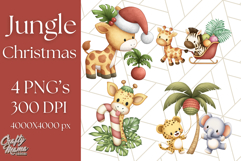 Safari Christmas PNG Clipart, Cute Jungle Animal Art Product Image 1