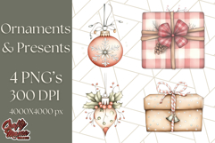 Vintage Christmas Ornaments and Presents PNG Holiday Clipart Product Image 1