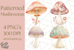 Dreamy Patterned Mushroom Clipart PNG, Forest Elements Png Product Image 1