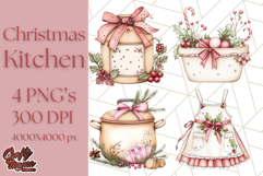 Christmas Cottagecore Kitchen Clipart PNG, Holiday Decor Product Image 1