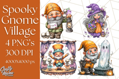 Spooky Gnome Village Clipart PNG Halloween Png Product Image 1