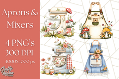 Cottagecore Kitchen Mixer, Apron PNG Clipart, Retro Floral Product Image 1