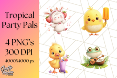 Tropical Fruit Party Animals PNG Clipart, Cute Summer Animal Product Image 1