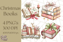 Christmas Book Clipart, Festive Reading PNG Illustrations Product Image 1