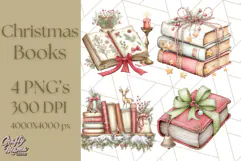 Christmas Book Clipart, Festive Reading PNG Illustrations Product Image 1