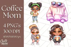 Sassy Mom Coffee PNG Clipart, Messy Bun Mom Life PNGs Product Image 1