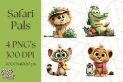 Cute Safari Animal Clipart with Jungle Accessories Png Product Image 1