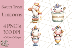 Cute Dessert Unicorn PNG Clipart with Cupcakes &amp; Candies Product Image 1