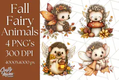 Fall Fairy Animal Clipart PNG, Woodland Creatures With Wings Product Image 1