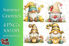 Summer Garden Gnomes Clipart PNG, Summer Country Gnomes Png Product Image 1
