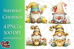 Summer Garden Gnomes Clipart PNG, Summer Country Gnomes Png Product Image 1