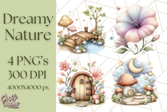 Dreamy Nature Clipart PNG, Whimsical Forest Elements Product Image 1