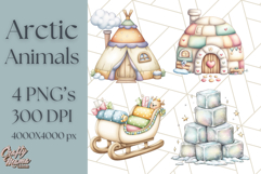 Cute Arctic Animal Clipart PNG, Cute Winter Animals Png Product Image 1