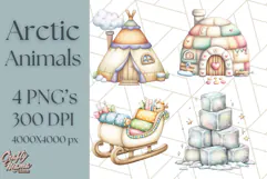 Cute Arctic Animal Clipart PNG, Cute Winter Animals Png Product Image 1