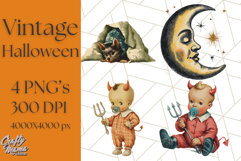 Vintage Halloween PNG Clipart, 1950s Retro Graphics Clip Art Product Image 1