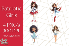 Patriotic Fashion Girl Clipart PNG for 4th of July Product Image 1