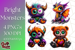 Spooky Cute Monster PNG Clipart, Adorable Halloween Monsters Product Image 1