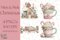 Pastel Christmas Clipart, Mint and Blush Holiday PNG Product Image 1