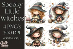 Spooky Little Witches Halloween Clipart PNG Product Image 1