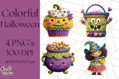 Colorful Halloween Clipart PNG, Cute Kids & Candy Clip Art Product Image 1