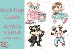 Sock Hop Animal Dance Party PNG Clipart, Cute Retro 1950s Product Image 1