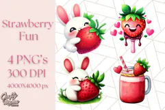 Strawberry Fruit PNG Clipart, Adorable Kawaii Characters Png Product Image 1