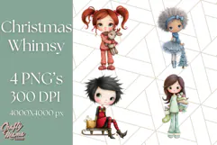 Christmas Whimsy Clipart, Holiday Kids PNG Graphics Product Image 1