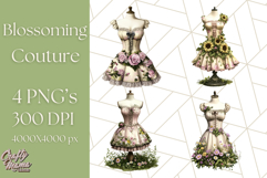 Couture Floral Dress Form PNG Clipart, Vintage Style Flowers Product Image 1