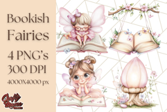 Bookish Fairy PNG Clipart, Whimsical Reading Elements Png Product Image 1