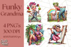 Wild Grandma Clipart PNGs, Funny Quirky Old Ladies Product Image 1