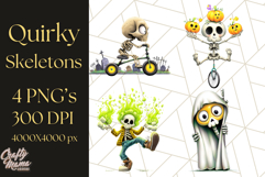 Quirky Skeleton Clipart PNG, Funny Halloween Bones Art Product Image 1