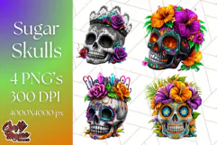 Bright Sugar Skull PNG Clipart, Halloween Colorful Skull Png Product Image 1