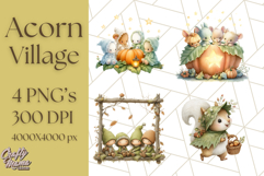 Acorn Village Clipart PNG, Fall Animal Png Product Image 1