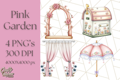 Pink Cottagecore Garden PNG Clipart, Vintage Floral Art Product Image 1