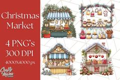 Cozy Christmas Market Stall Clipart PNG, Holiday Art Png Product Image 1