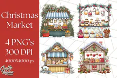 Cozy Christmas Market Stall Clipart PNG, Holiday Art Png Product Image 1
