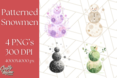 Patterned Snowman Silhouette PNG Clipart Product Image 1