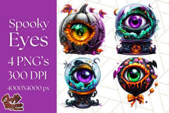 Spooky Halloween Eye PNG, Cute Eyeballs Halloween Clipart Product Image 1